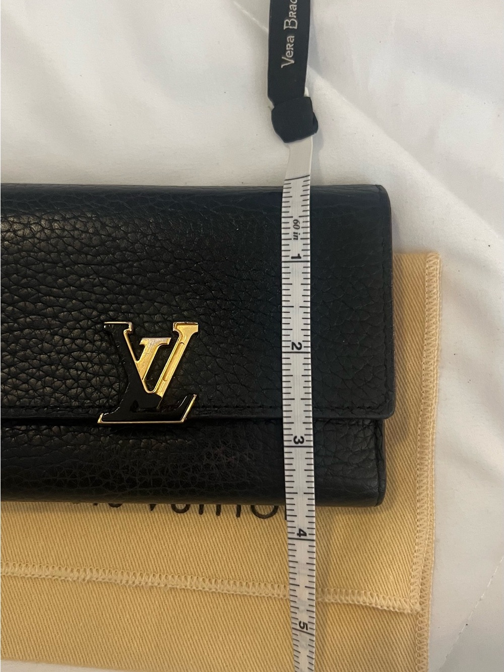 Louis Vuitton Black Pebbled Leather Compact Wallet with Gold LV Emblem - Picture 2 of 16